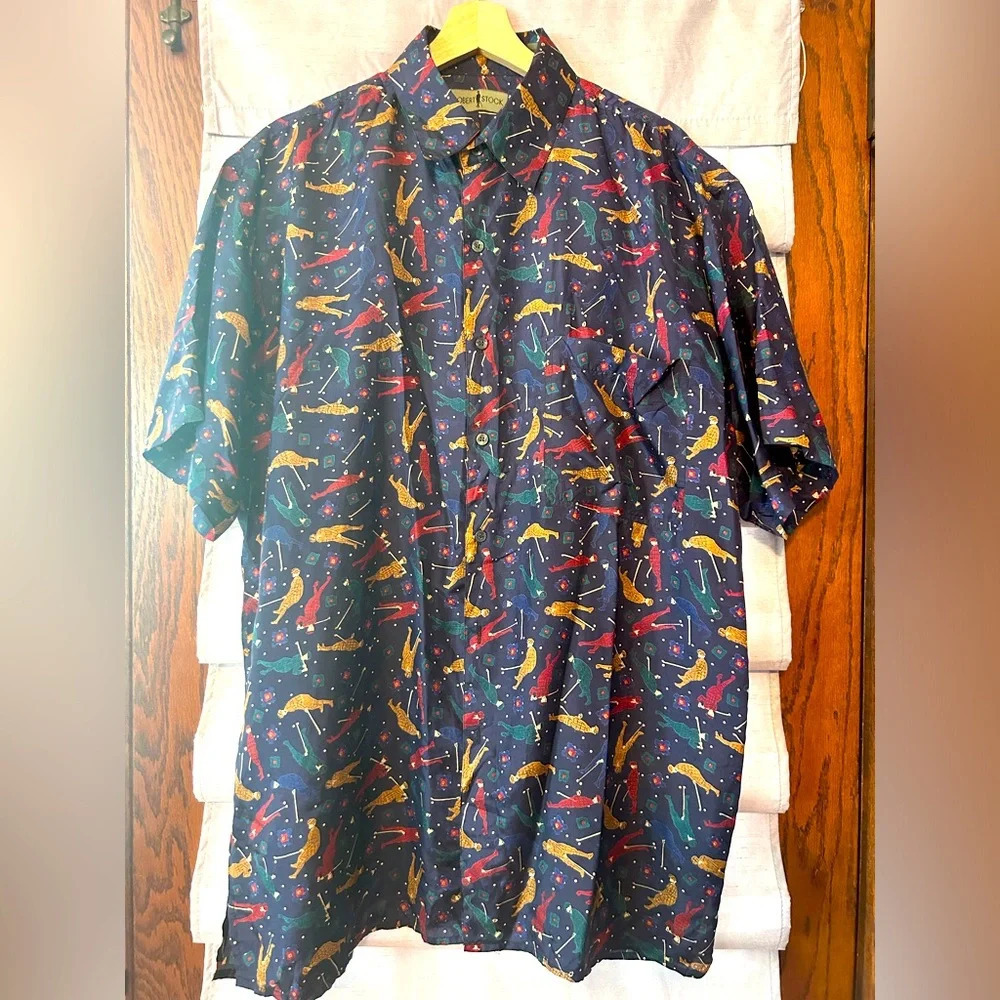 Vintage Robert Stock 100% ‎ Silk Shirt size Large